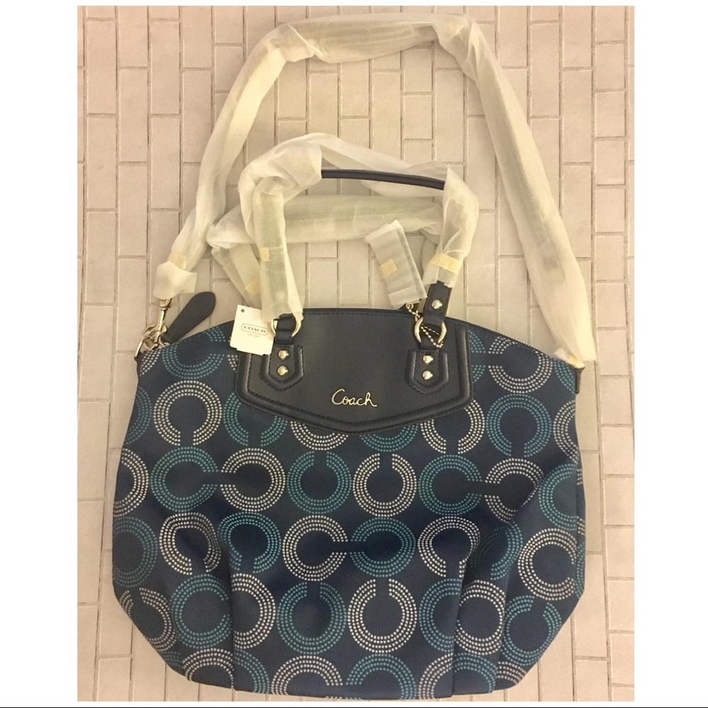 Coach - Ashley Dotted Navy Blue Bag (NWT!!) - Picture 2 of 7